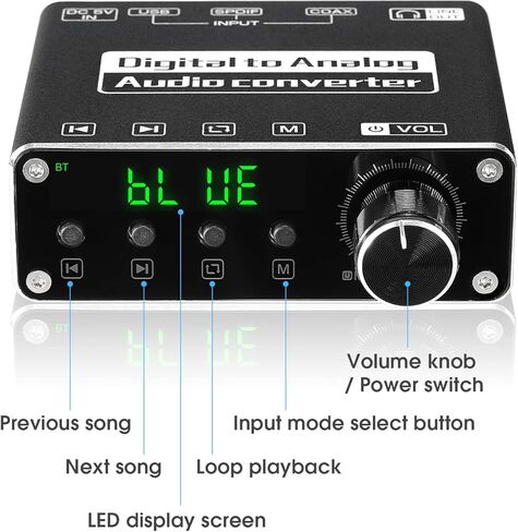 محول صوت صغير من الألياف الرقمية S/PDIF إلى تناظري مع بلوتوث USB DAC أمبير in Kuwait