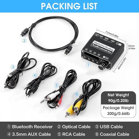 محول صوت صغير من الألياف الرقمية S/PDIF إلى تناظري مع بلوتوث USB DAC أمبير in Kuwait