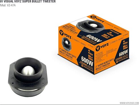 VOYZ 600 Watt Super Tweeter 2KHz - 25KHz - 5" Supper Bullet Tweeter - Heavy Duty Super Strong Ferrite Magnet Tweeter with Titanium Diaphragm 4-8 ohms Includes Crossover Capacitor (VZ-47A) in Kuwait
