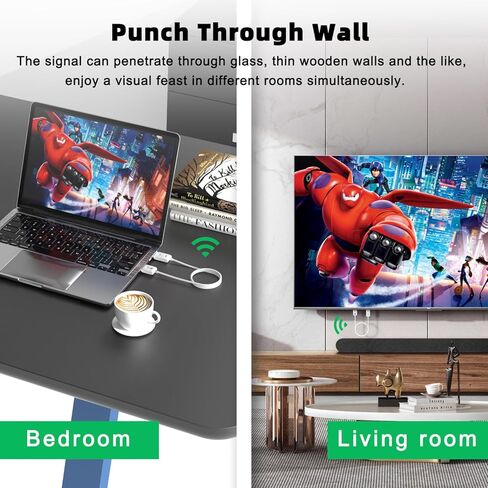 جهاز إرسال واستقبال HDMI لاسلكي يصل إلى 650 قدم/200 متر، موسع HDMI لاسلكي JCHICI 5G لبث الفيديو/الصوت/الملف إلى التلفزيون/جهاز العرض/الشاشة من الكمبيوتر المحمول/الكمبيوتر الشخصي/الكاميرا in Kuwait