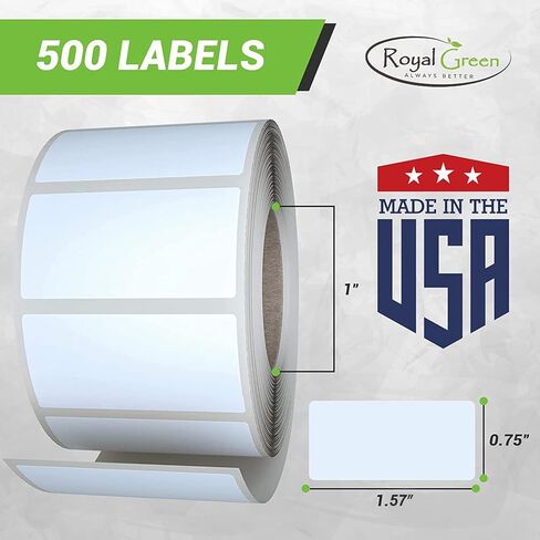 Royal Green Rectangular White Label Stickers to Write on, Color Coding Sticker Roll, Write On Labels for Folders, 1.57" x 0.75" Blank Name Tags for Office Supplies & Organization, 500-Pack (White) in Saudi Arabia