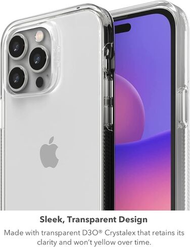 حافظة Gear4 الشفافة لهاتف iPhone 13 PRO، متوافقة مع الشحن اللاسلكي، نحيفة وخفيفة الوزن [13 FT D30 Impact Protection] سلسلة Crystal Palace، شفافة in Kuwait
