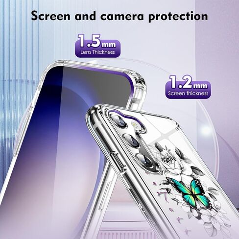 حافظة لهاتف سامسونج جالاكسي S23 FE من السيليكون الناعم من مادة البولي يوريثان الحراري على شكل زهور جالاكسي S23 FE حافظة واقية رفيعة ناعمة بنمط فراشة غطاء شفاف شفاف حافظة هاتف جميلة لهاتف سامسونج S23 FE 5G (زهرة أ) in Kuwait