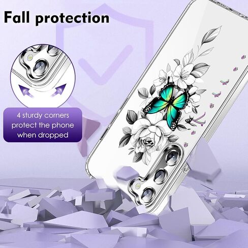 حافظة لهاتف سامسونج جالاكسي S23 FE من السيليكون الناعم من مادة البولي يوريثان الحراري على شكل زهور جالاكسي S23 FE حافظة واقية رفيعة ناعمة بنمط فراشة غطاء شفاف شفاف حافظة هاتف جميلة لهاتف سامسونج S23 FE 5G (زهرة أ) in Kuwait