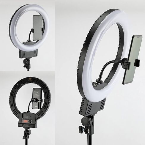 حامل هاتف للحلقة الخفيفة وحامل ثلاثي القوائم مع محول 1/4 ومحول الحذاء الساخن، ومحول تثبيت حامل ثلاثي القوائم للهاتف المرن (أسود) in Kuwait