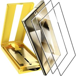YMHML عبوتان من واقي الشاشة الفائق لهاتف Samsung Galaxy S24 من الزجاج المقسى، [فتح بصمة الإصبع بلمسة واحدة] [سهولة المحاذاة التلقائية/إزالة الغبار المحصورة] [تغطية كاملة وأطول متانة عسكرية] in Kuwait