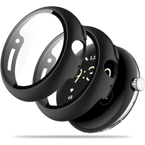 [عبوة من قطعتين] حافظة ساعة Google Pixel Watch 2(2023) /Pixel Watch متوافقة مع Miimall مع واقي شاشة، غطاء صلب من البولي كربونات لحماية كاملة من الزجاج المقوى حافظة ممتصة للصدمات لساعة Pixel 2/1 (شفاف)