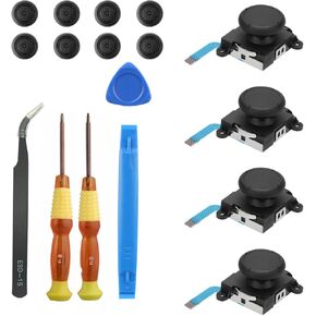 4 قطع من عصا التحكم البديلة متوافقة مع سويتش/سويتش موديل OLED / سويتش لايت جوي كون - مجموعة اصلاح عصا الابهام التناظرية دريفت فيكس Y1.5 / + 1.5 مفك براغي / ادوات فك in Kuwait