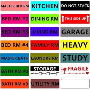 عدد 1008 ملصقات متحركة لترميز ألوان المنزل، 21 ملصقًا متحركًا مختلفًا - 4 غرف نوم و3 حمامات ومطبخ وملصقات صندوق مساحة فارغة هشة مقاس 4.5 بوصة × 1 بوصة، لوازم نقل التعبئة in Kuwait