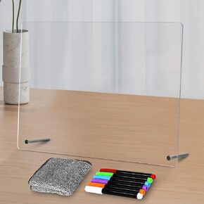 Acrylic Dry Erase Calendar Board to Do List Desktop Clear Memo Note Board, 9x13" Tabletop Whiteboard with Stand for Office, Home, School, Includes 6 Dry Erase Markers Black in Kuwait