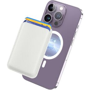 MARETU Magnetic Wallet Card Holder Compatible with MagSafe Wallet, Leather Phone Wallet for iPhone 15 14 13 12 Pro/Pro Max/Plus/Mini, Magnetic Card Holder for iPhone 15/14/13/12 Series,White in Saudi Arabia
