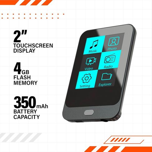 مشغل فيديو MP3 COBY مقاس 2 بوصة وسعة 4 جيجابايت مع راديو FM (أسود)|شاشة لمس TFT LCD|بطارية ليثيوم قابلة لإعادة الشحن USB 2.0|تشغيل الموسيقى والفيديو والصور والنص|محرك أقراص فلاش مدمج|صغير الحجم للغاية للصالة الرياضية والسفر in Saudi Arabia
