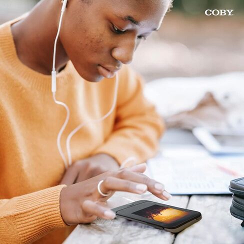 مشغل فيديو MP3 COBY مقاس 2 بوصة وسعة 4 جيجابايت مع راديو FM (أسود)|شاشة لمس TFT LCD|بطارية ليثيوم قابلة لإعادة الشحن USB 2.0|تشغيل الموسيقى والفيديو والصور والنص|محرك أقراص فلاش مدمج|صغير الحجم للغاية للصالة الرياضية والسفر in Saudi Arabia