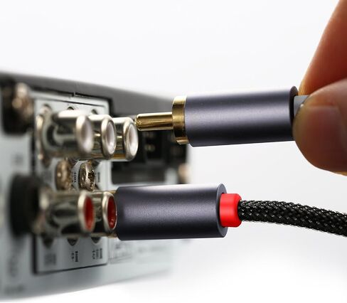 DUKABEL 2-Male RCA to AUX Cable, 4 Feet 3.5mm to RCA Audio Adapter | HiFi Sound, Nylon Braided Cord, for Phone Speaker MP3 Tablet HDTV and home audio systems in Kuwait