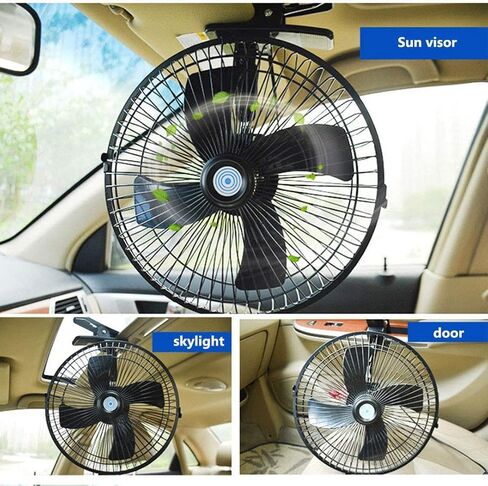 KAGOR 12V سيارة مروحة 7 "مروحة تبريد السيارة المعدنية السيارات سيارة كليب مروحة قوية هادئة التهوية الكهربائية تنفيس المشجعين مع مشبك قابل للتعديل وقابس ولاعة السجائر للسيارة / السيارة in Kuwait