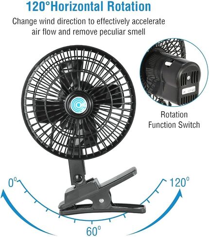 KAGOR 12V سيارة مروحة 7 "مروحة تبريد السيارة المعدنية السيارات سيارة كليب مروحة قوية هادئة التهوية الكهربائية تنفيس المشجعين مع مشبك قابل للتعديل وقابس ولاعة السجائر للسيارة / السيارة in Kuwait