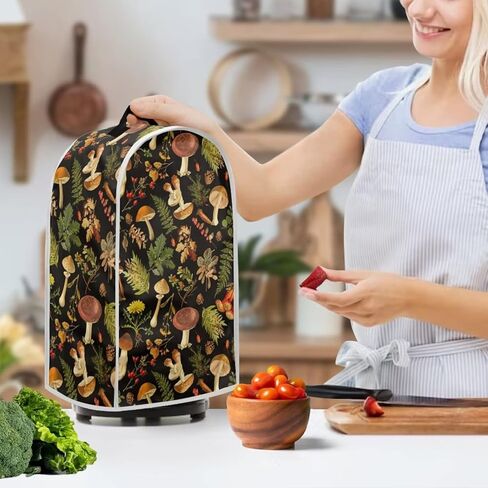 Gomyblomy Vintage Mushrooms Blender Cover, Food Processor Cover with Handle, Cabinet Appliance Dust Protector, Coffee Machine Dust Cover, Kitchen Decorations in Saudi Arabia