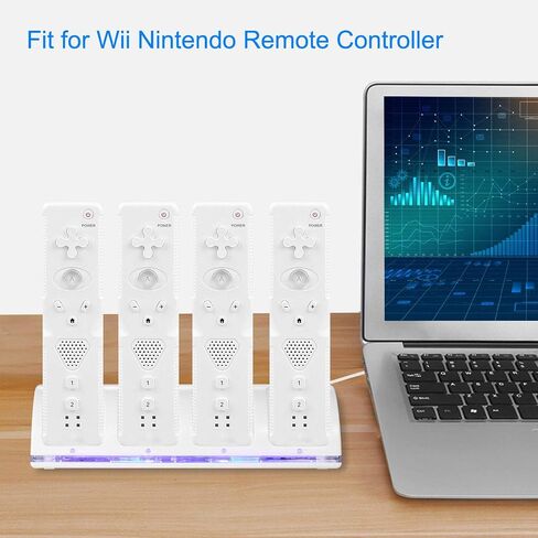 Wii Remote Battery Charger, Helmholt 4 in 1 Wii Remote Charging Dock Station with 4 PCS 2800mAH Rechargeable Batteries for Nintendo Wii/Wii U Controllers White in Saudi Arabia