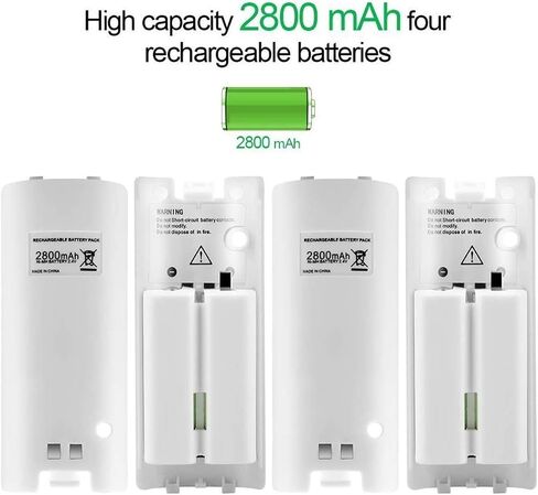 Wii Remote Battery Charger, Helmholt 4 in 1 Wii Remote Charging Dock Station with 4 PCS 2800mAH Rechargeable Batteries for Nintendo Wii/Wii U Controllers White in Saudi Arabia