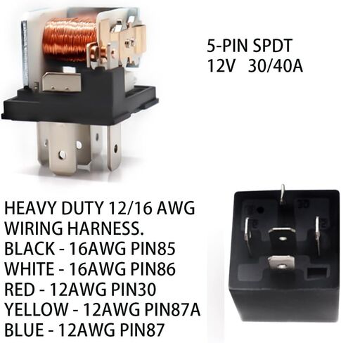 مرحلات السيارات 40 أمبير، مرحل 5 دبابيس، مع مسند ظهر حديدي 12 فولت مرحل سيارة مقاوم للماء، مفتاح مرحل تلقائي، بديل لمحرك قارب السيارة الخارجي (2PCS-SPDT-5PIN-12V-40A-مسند ظهر حديدي) in Kuwait