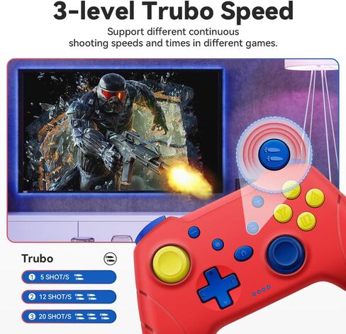 senwoo Switch Controllers Compatible with Switch/Lite/OLED, Switch Pro Controller Motion Control Vibration, Updated Wireless Switch Controller with Wake-up Turbo Screenshot Ergonomics in Kuwait
