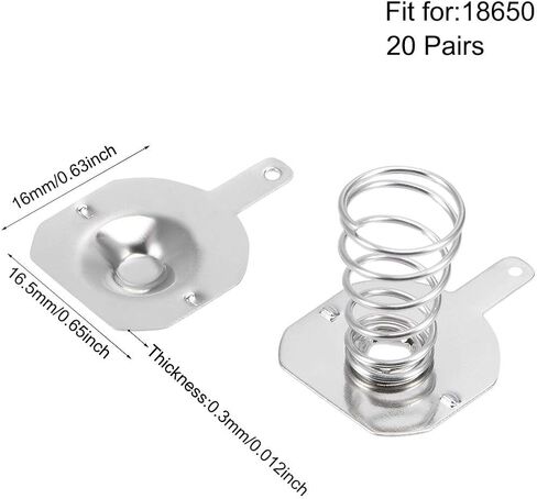 لوحة نيكل متصلة زنبركية للتحويل الموجب للتحويل السالب من uxcell 20Pairs 18650 16.5x16mm in Saudi Arabia