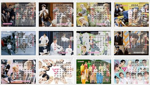 2024 Seventeen Desk Calendar,Seventeen Desktop Monthly Desk Calendar Gift for Fan Collection in Kuwait