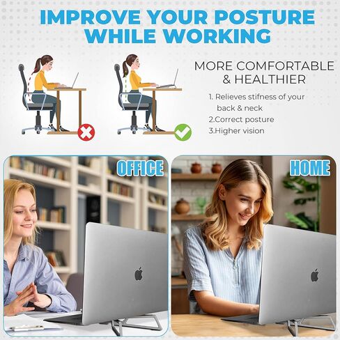 Portable Laptop Stand - Adjustable Foldable Riser, 10-16" (Black) in Kuwait