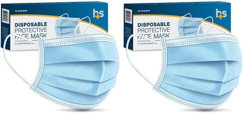 HealthSmart Disposable 3 Layer Face Mask With Ear Loops for Single Use, 25 Each in Saudi Arabia