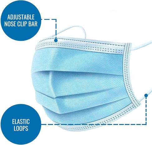 HealthSmart Disposable 3 Layer Face Mask With Ear Loops for Single Use, 25 Each in Saudi Arabia