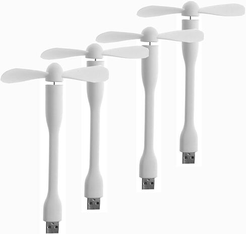 مروحة Soselnee Mini USB، مروحة جيب محمولة تعمل بمنفذ USB-A ومبرد صغير، تشغيل هادئ، للمنزل والمكتب والسفر في الهواء الطلق - 4 عبوات (أبيض) in Kuwait