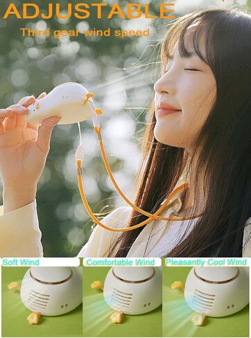 HAPPYBAG Mini Portable Personal Fan,USB Rechargeable and Wearable Hands Free Fan Cooling Fan for Travel,Small Fan for Baby,Adjustable 3 Speeds,Plug in Power Fan,for Camping,Bedroom,Office,Home in Kuwait