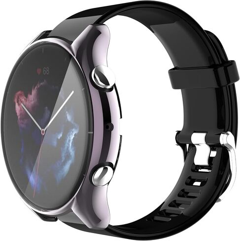 حافظة حماية للشاشة متوافقة مع Amazfit GTR 3 & GTR 3 Pro غطاء حماية رفيع مطلي بمادة TPU الناعمة [مقاوم للخدش] لملحقات سوار الساعة الذكية Amazfit GTR 3 (أسود وأسود وأسود) in Kuwait