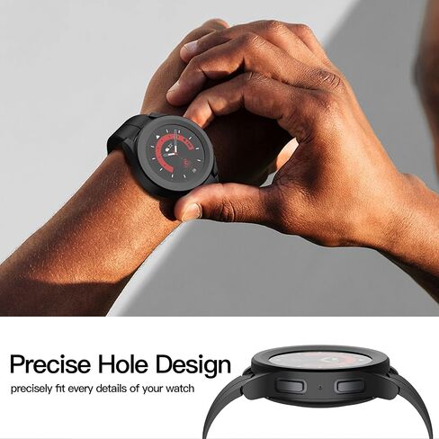 حافظة Langboom سوداء صلبة متوافقة مع ساعة Samsung Galaxy Watch 5 Pro مقاس 45 ملم مع واقي شاشة، غطاء واقي شاشة من الزجاج المقوى عالي الدقة، غطاء حماية شامل، عبوتان in Kuwait
