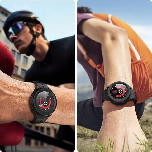 حافظة Langboom سوداء صلبة متوافقة مع ساعة Samsung Galaxy Watch 5 Pro مقاس 45 ملم مع واقي شاشة، غطاء واقي شاشة من الزجاج المقوى عالي الدقة، غطاء حماية شامل، عبوتان in Kuwait