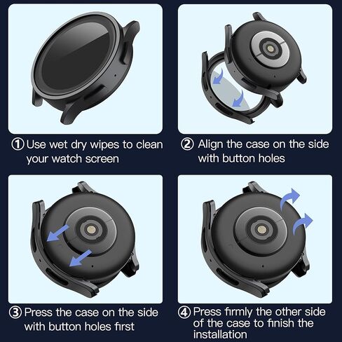 حافظة Langboom سوداء صلبة متوافقة مع ساعة Samsung Galaxy Watch 5 Pro مقاس 45 ملم مع واقي شاشة، غطاء واقي شاشة من الزجاج المقوى عالي الدقة، غطاء حماية شامل، عبوتان in Kuwait
