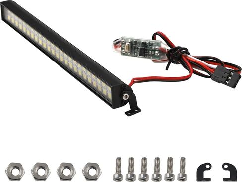 HIRCQOO RC ضوء بار سقف LED مصباح هيكل هيكل مزدوج سقف ضوء متوافق مع Traxxas Slash Rustler Trx4 Axial SCX10 Tamiya Wraith D90 Gen8 1/10 مقياس RC شاحنة سيارة زاحفة (48 LED) in Saudi Arabia
