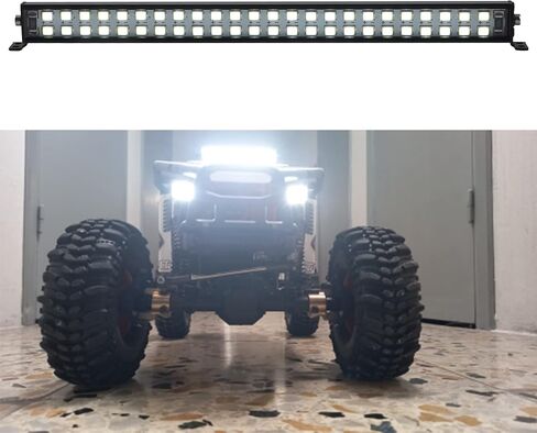 HIRCQOO RC ضوء بار سقف LED مصباح هيكل هيكل مزدوج سقف ضوء متوافق مع Traxxas Slash Rustler Trx4 Axial SCX10 Tamiya Wraith D90 Gen8 1/10 مقياس RC شاحنة سيارة زاحفة (48 LED) in Saudi Arabia