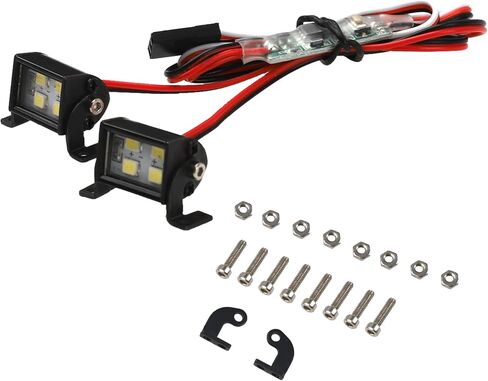 HIRCQOO RC ضوء بار سقف LED مصباح هيكل هيكل مزدوج سقف ضوء متوافق مع Traxxas Slash Rustler Trx4 Axial SCX10 Tamiya Wraith D90 Gen8 1/10 مقياس RC شاحنة سيارة زاحفة (48 LED) in Saudi Arabia