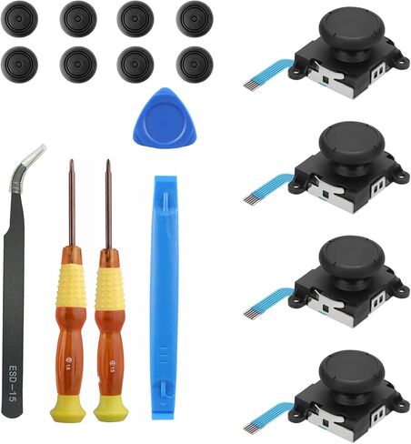 4 قطع من عصا التحكم البديلة متوافقة مع سويتش/سويتش موديل OLED / سويتش لايت جوي كون - مجموعة اصلاح عصا الابهام التناظرية دريفت فيكس Y1.5 / + 1.5 مفك براغي / ادوات فك in Kuwait