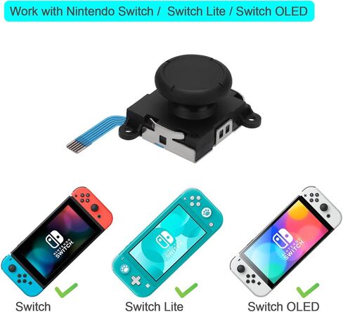 4 قطع من عصا التحكم البديلة متوافقة مع سويتش/سويتش موديل OLED / سويتش لايت جوي كون - مجموعة اصلاح عصا الابهام التناظرية دريفت فيكس Y1.5 / + 1.5 مفك براغي / ادوات فك in Kuwait