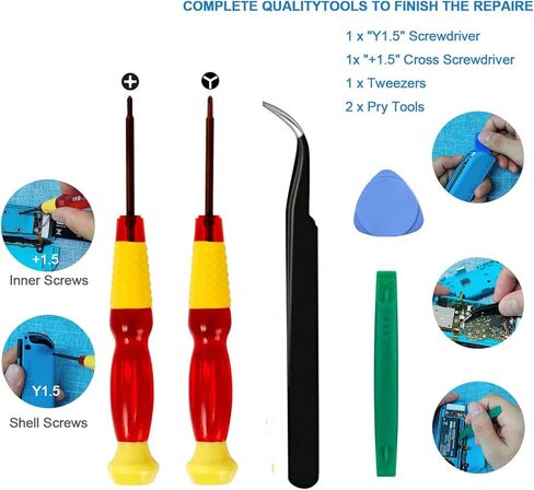4 قطع من عصا التحكم البديلة متوافقة مع سويتش/سويتش موديل OLED / سويتش لايت جوي كون - مجموعة اصلاح عصا الابهام التناظرية دريفت فيكس Y1.5 / + 1.5 مفك براغي / ادوات فك in Kuwait