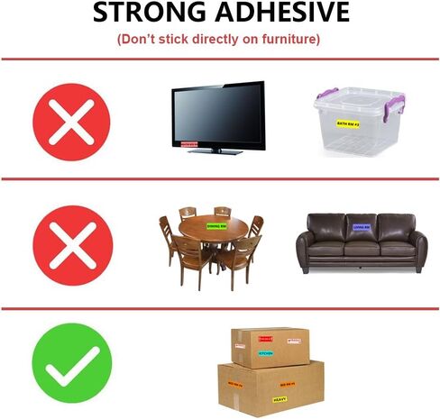 عدد 1008 ملصقات متحركة لترميز ألوان المنزل، 21 ملصقًا متحركًا مختلفًا - 4 غرف نوم و3 حمامات ومطبخ وملصقات صندوق مساحة فارغة هشة مقاس 4.5 بوصة × 1 بوصة، لوازم نقل التعبئة in Kuwait
