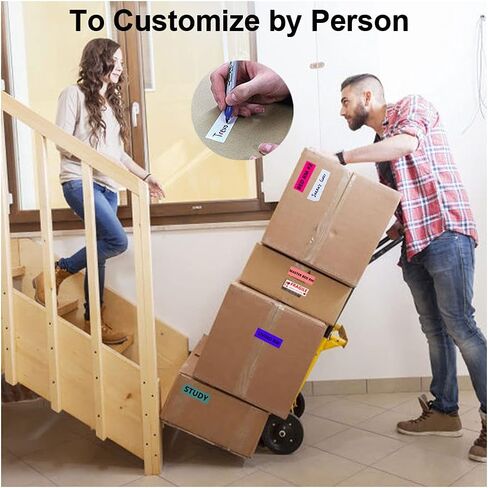 عدد 1008 ملصقات متحركة لترميز ألوان المنزل، 21 ملصقًا متحركًا مختلفًا - 4 غرف نوم و3 حمامات ومطبخ وملصقات صندوق مساحة فارغة هشة مقاس 4.5 بوصة × 1 بوصة، لوازم نقل التعبئة in Kuwait