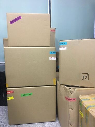 عدد 1008 ملصقات متحركة لترميز ألوان المنزل، 21 ملصقًا متحركًا مختلفًا - 4 غرف نوم و3 حمامات ومطبخ وملصقات صندوق مساحة فارغة هشة مقاس 4.5 بوصة × 1 بوصة، لوازم نقل التعبئة in Kuwait