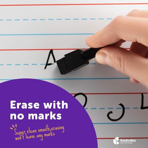 Quality Ruled Dry Erase Lapboard – Double-Sided Magnetic Whiteboard with Lines and Blank Surface for Kids Learning, Math, Writing – Student, Teacher, Homeschool Supplies – 6 Magnetic Markers (9x12") in Kuwait