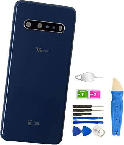استبدال الزجاج الخلفي V60 ThinQ مع أجزاء باب غطاء الشريط المثبت مسبقًا لهاتف LG V60 ThinQ جميع الموديلات + الأدوات (أزرق) in Kuwait