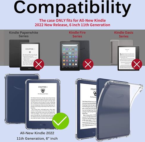 XUYICC Clear Case Compatible with 6 inch All-New Kindle (11th Generation, 2022 Released) TPU Back Cover Skin, Lightweight Soft Shockproof Slim Silicone Protective Case, Transparent in Kuwait