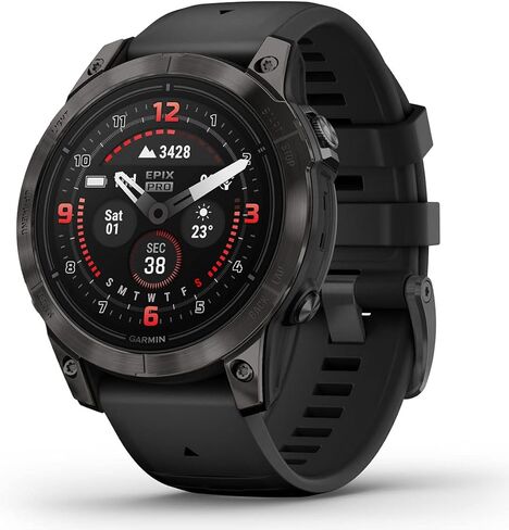 PlayBetter Garmin epix Pro (Gen 2) Sapphire (Carbon Gray DLC/Black, 42mm) GPS Outdoor Watch Gift Box Bundle - AMOLED Display & Built-in Flashlight - includes Screen Protectors, Wall Adapter & Case in Kuwait