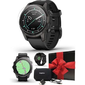 PlayBetter Garmin epix Pro (Gen 2) Sapphire (Carbon Gray DLC/Black, 42mm) GPS Outdoor Watch Gift Box Bundle - AMOLED Display & Built-in Flashlight - includes Screen Protectors, Wall Adapter & Case